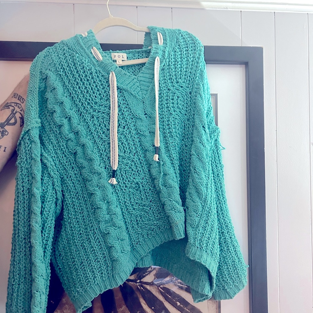 POL teal green sweater